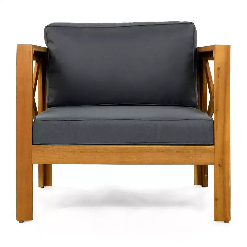 Christopher Knight Home Callum Chaises de club de patio 3 pièces transitionnelles en bois d'acacia avec table d'appoint rectangulaire