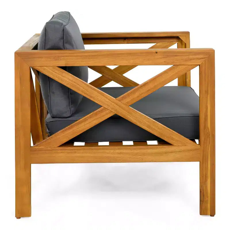 Christopher Knight Home Callum Chaises de club de patio 3 pièces transitionnelles en bois d'acacia avec table d'appoint rectangulaire