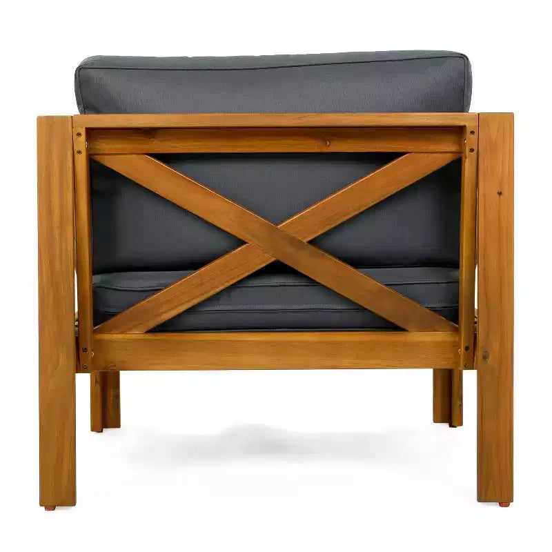 Christopher Knight Home Callum Chaises de club de patio 3 pièces transitionnelles en bois d'acacia avec table d'appoint rectangulaire