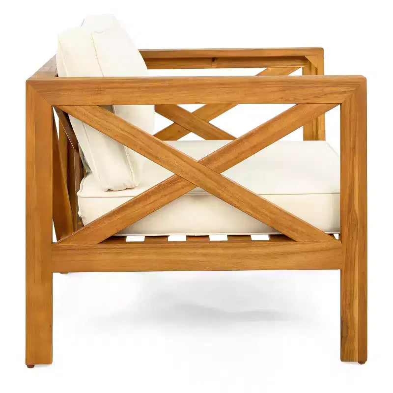 Christopher Knight Home Callum Chaises de club de patio 3 pièces transitionnelles en bois d'acacia avec table d'appoint rectangulaire
