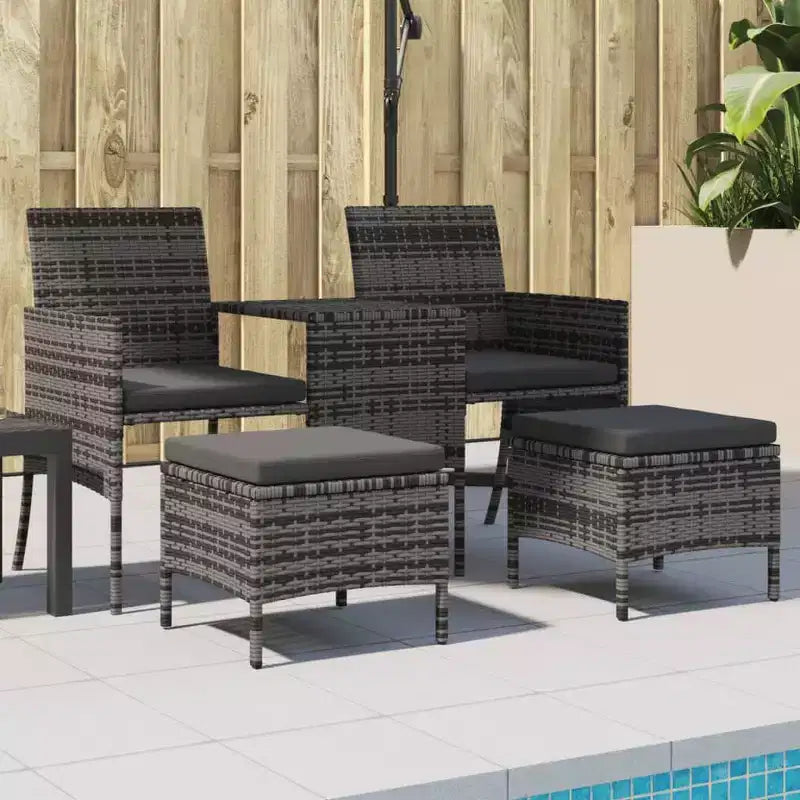 vidaXL Canapé 2 places pour l'extérieur avec coussins et table basse en rotin PE - Gris