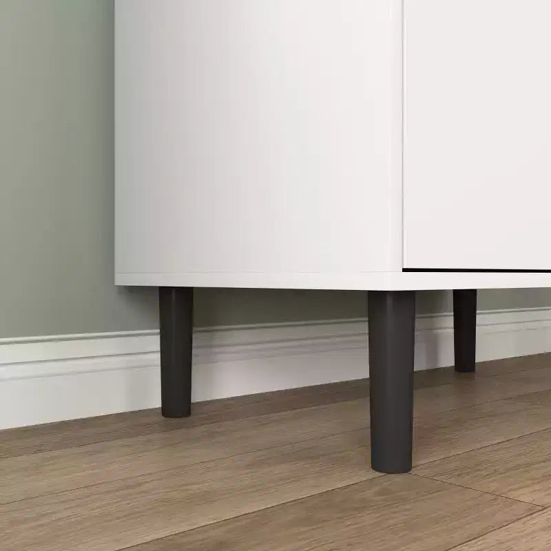 Grande bibliothèque avec portes en verre trempé et étagères réglables, armoire en MDF peint noir à 4 portes pour salon/chambre