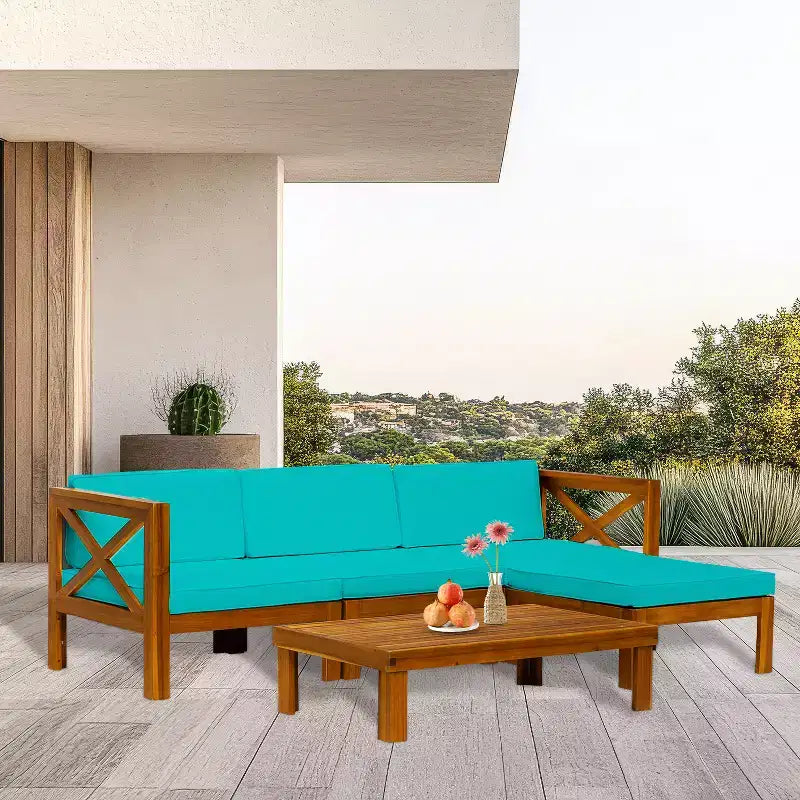 BestMassage Ensemble de 5 pièces de canapé de patio Meubles d'extérieur pour plage, jardin et cour arrière