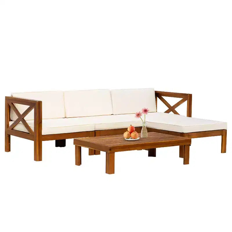 BestMassage Ensemble de 5 pièces de canapé de patio Meubles d'extérieur pour plage, jardin et cour arrière