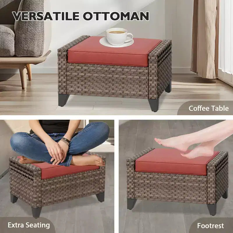 EAGLE PEAK Ensemble de conversation d'extérieur en osier pour patio, chaises pivotantes à bascule, canapé 3 places, causeuse, table, 8 pièces
