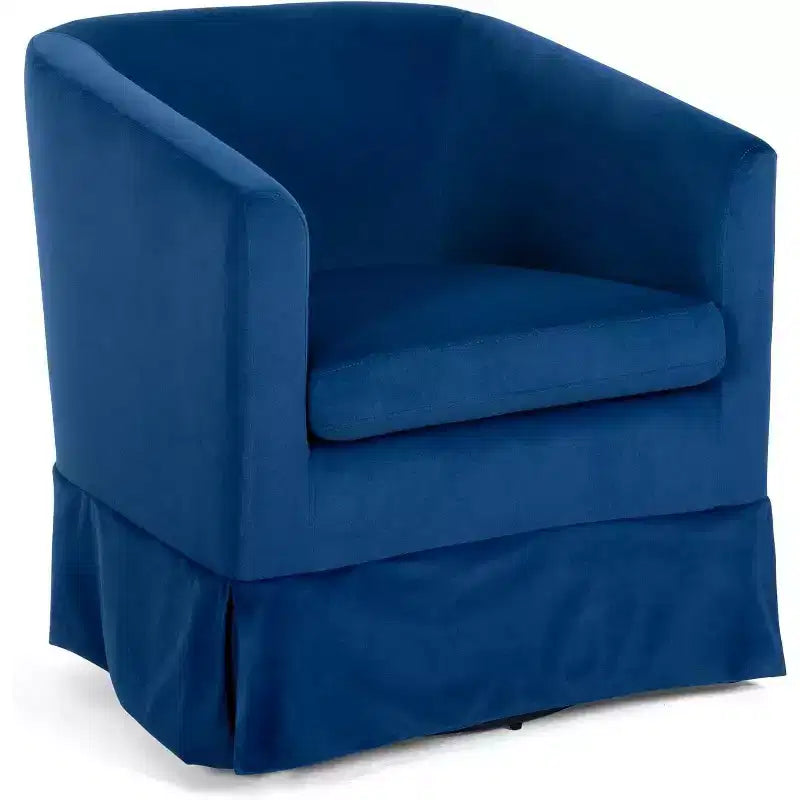 27 fauteuils pivotants modernes, fauteuil de canapé rembourré à 360° avec dossier en éponge moelleuse et cadre en bois pour chambre ou salon, bleu