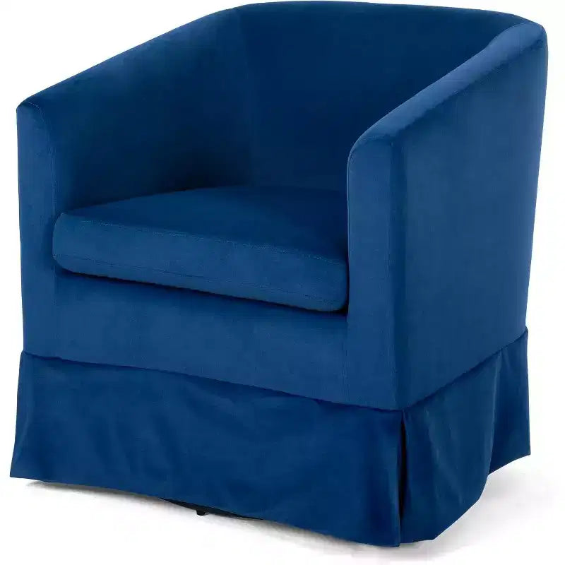 27 fauteuils pivotants modernes, fauteuil de canapé rembourré à 360° avec dossier en éponge moelleuse et cadre en bois pour chambre ou salon, bleu