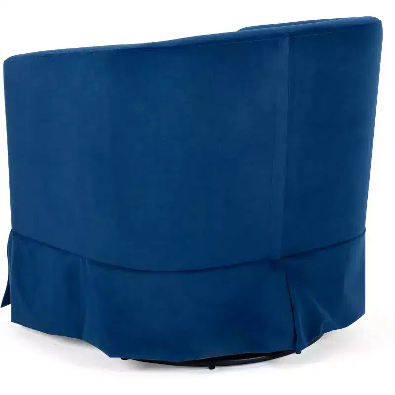 27 fauteuils pivotants modernes, fauteuil de canapé rembourré à 360° avec dossier en éponge moelleuse et cadre en bois pour chambre ou salon, bleu