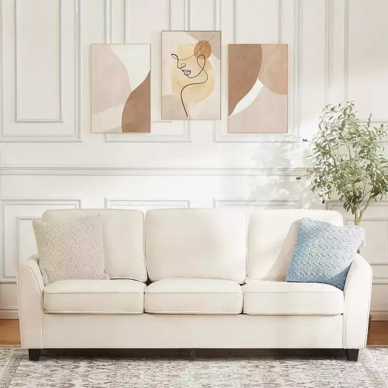 Canapé moderne 3 places 83", canapé en chenille avec assise profonde et housses amovibles et lavables, canapé nuage surdimensionné pour le salon, beige