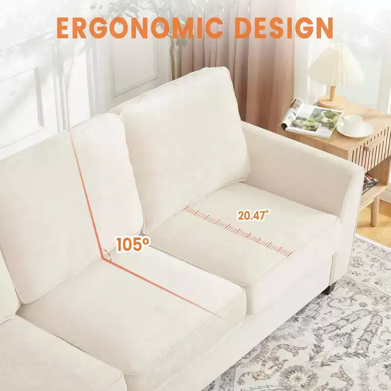 Canapé moderne 3 places 83", canapé en chenille avec assise profonde et housses amovibles et lavables, canapé nuage surdimensionné pour le salon, beige