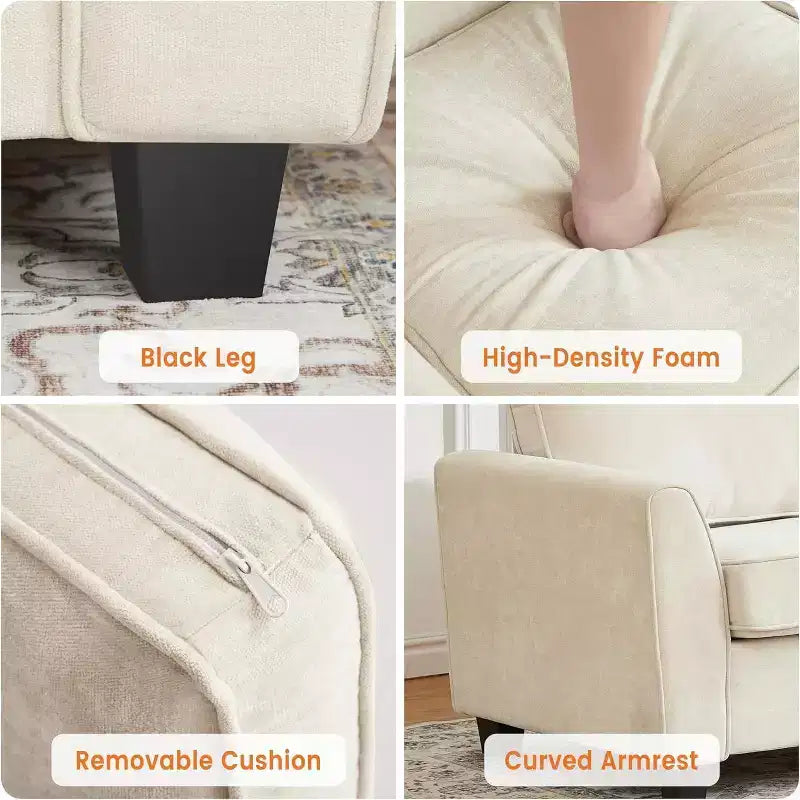 Canapé moderne 3 places 83", canapé en chenille avec assise profonde et housses amovibles et lavables, canapé nuage surdimensionné pour le salon, beige