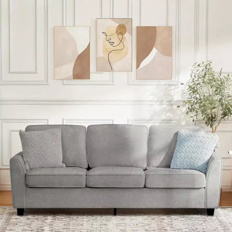 Canapé moderne 3 places 83", canapé en chenille avec assise profonde et housses amovibles et lavables, canapé nuage surdimensionné pour le salon, beige
