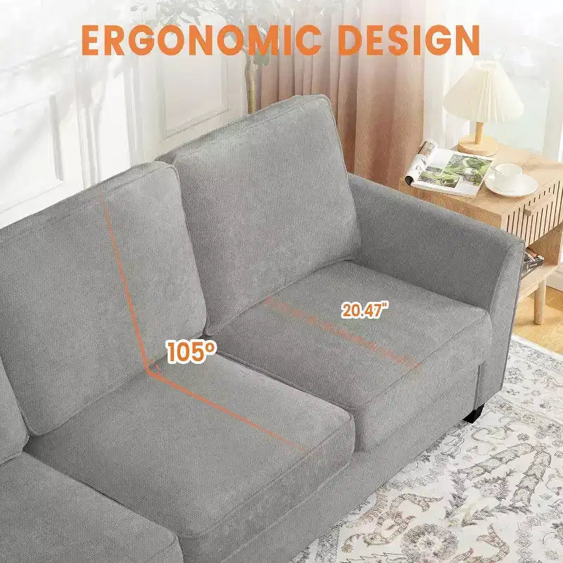 Canapé moderne 3 places 83", canapé en chenille avec assise profonde et housses amovibles et lavables, canapé nuage surdimensionné pour le salon, beige