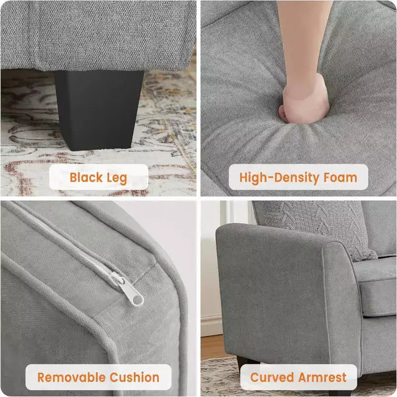 Canapé moderne 3 places 83", canapé en chenille avec assise profonde et housses amovibles et lavables, canapé nuage surdimensionné pour le salon, beige