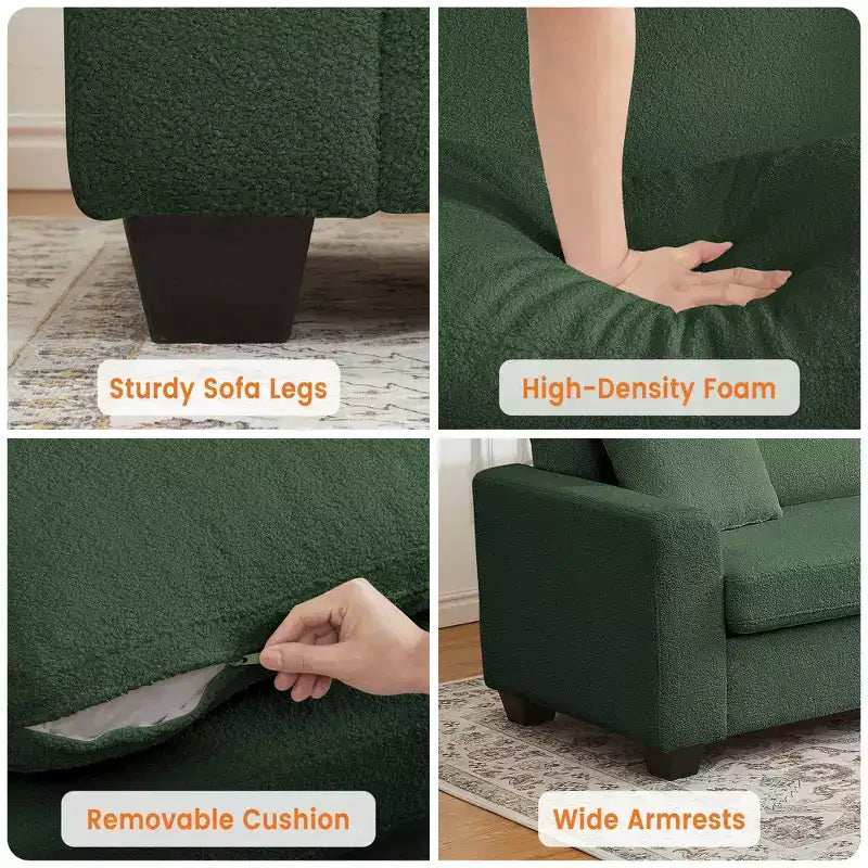 Canapé moderne 83 po avec assise profonde, accoudoirs larges, housse lavable et confort moelleux gris nuage