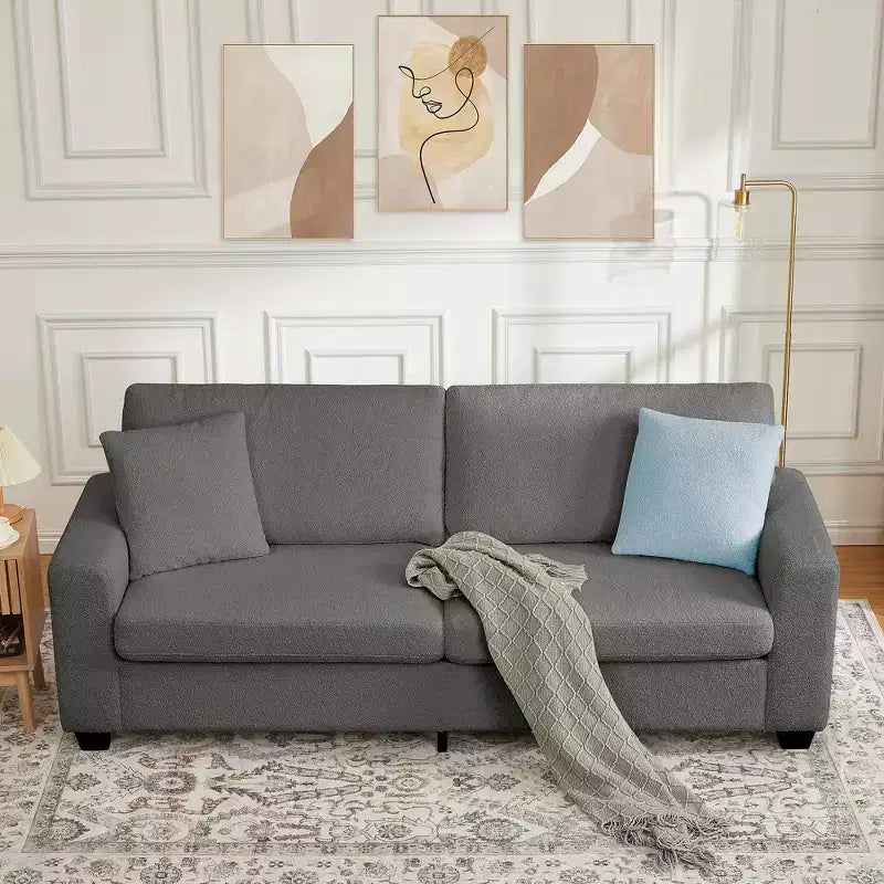 Canapé moderne 83 po avec assise profonde, accoudoirs larges, housse lavable et confort moelleux gris nuage