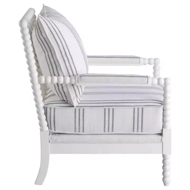 Fauteuil d'appoint Blanchett en tissu bobine blanc et marine