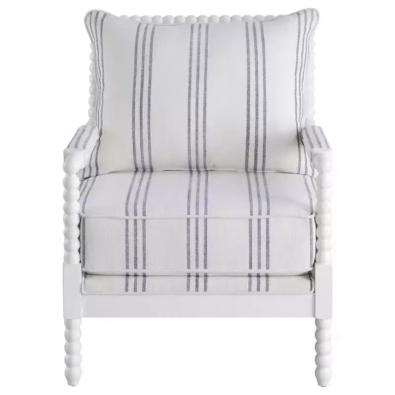 Fauteuil d'appoint Blanchett en tissu bobine blanc et marine