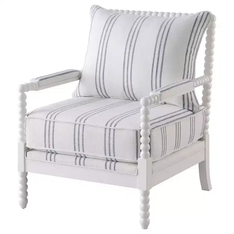 Fauteuil d'appoint Blanchett en tissu bobine blanc et marine