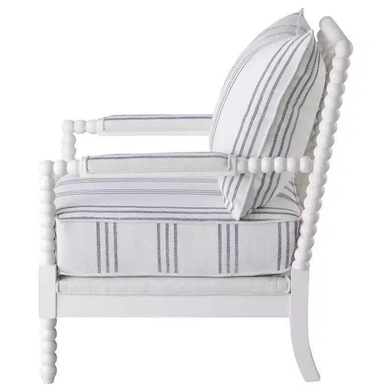 Fauteuil d'appoint Blanchett en tissu bobine blanc et marine