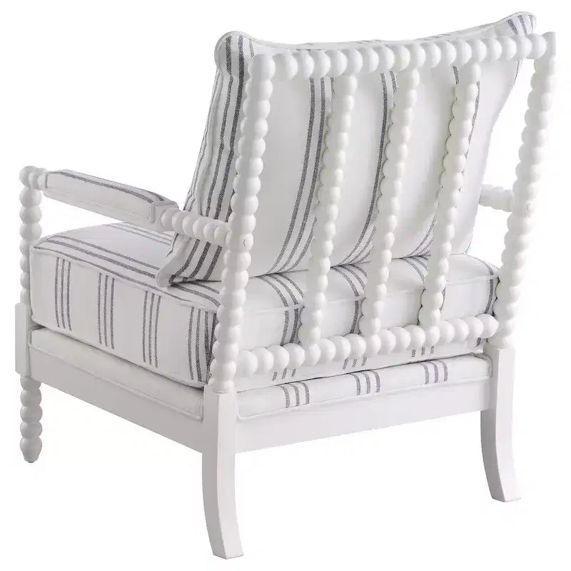 Fauteuil d'appoint Blanchett en tissu bobine blanc et marine