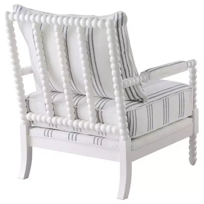 Fauteuil d'appoint Blanchett en tissu bobine blanc et marine