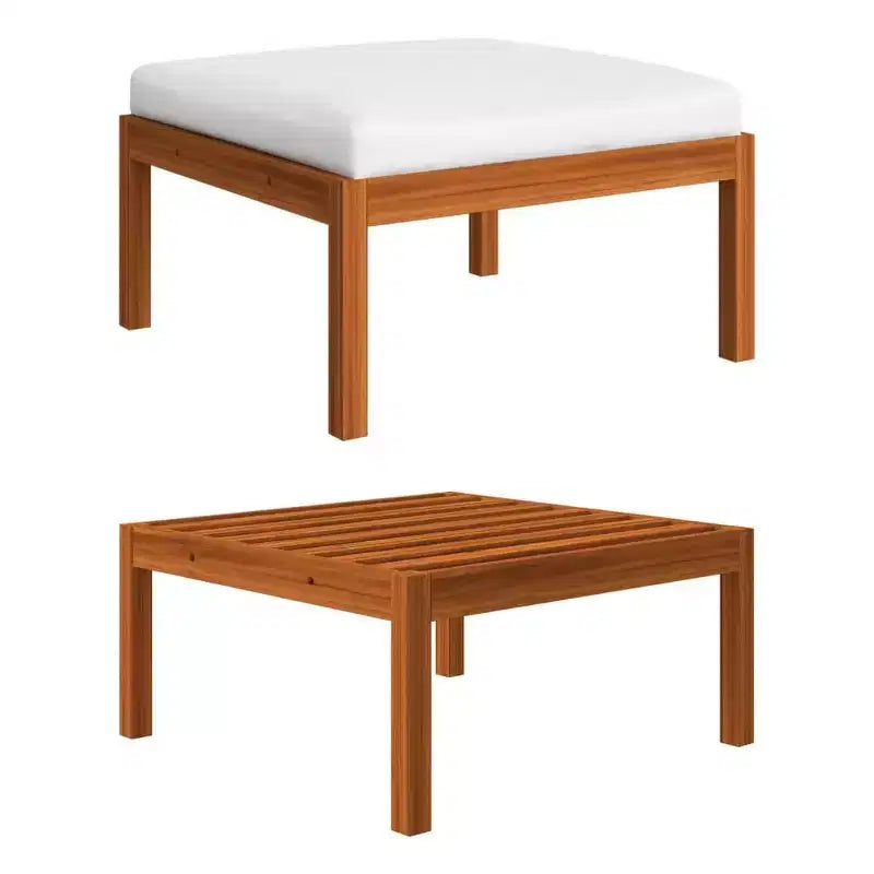 vidaXL Salon de jardin modulaire crème en bois d'acacia massif Medium