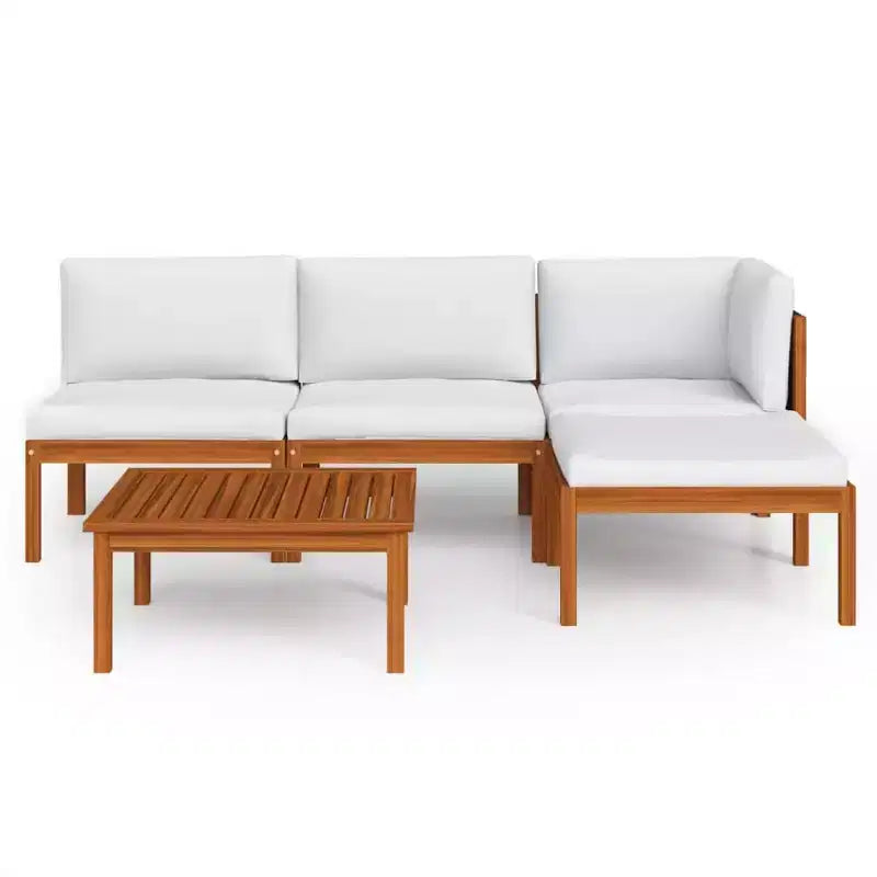 vidaXL Salon de jardin modulaire crème en bois d'acacia massif Medium