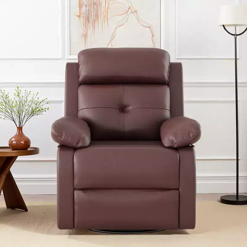Fauteuil inclinable pivotant et berçant compact marron pour femmes, idéal pour chambre à coucher ou salon