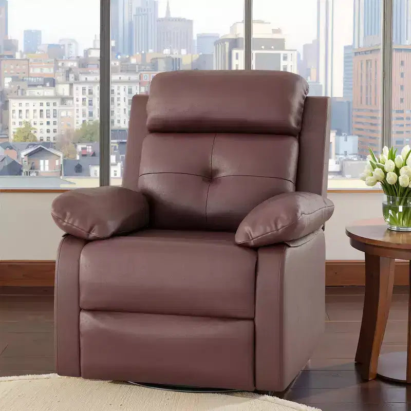 Fauteuil inclinable pivotant et berçant compact marron pour femmes, idéal pour chambre à coucher ou salon