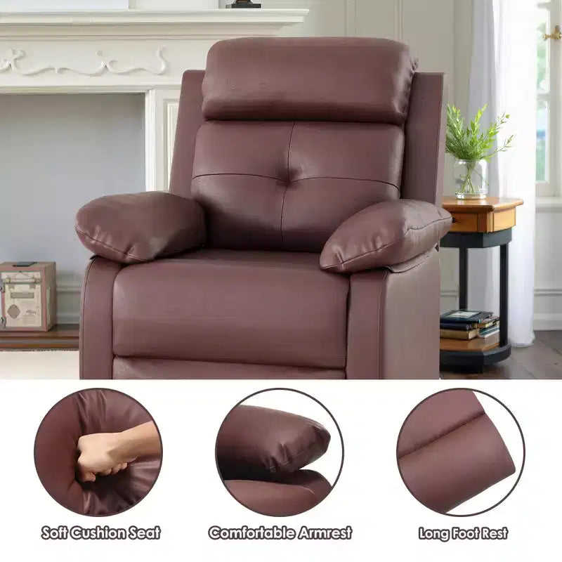 Fauteuil inclinable pivotant et berçant compact marron pour femmes, idéal pour chambre à coucher ou salon