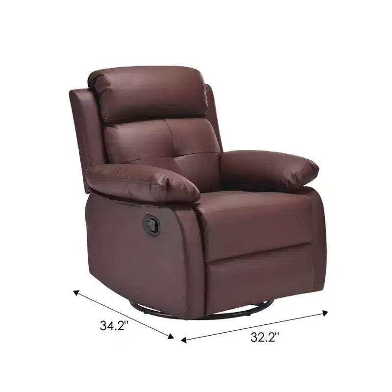 Fauteuil inclinable pivotant et berçant compact marron pour femmes, idéal pour chambre à coucher ou salon