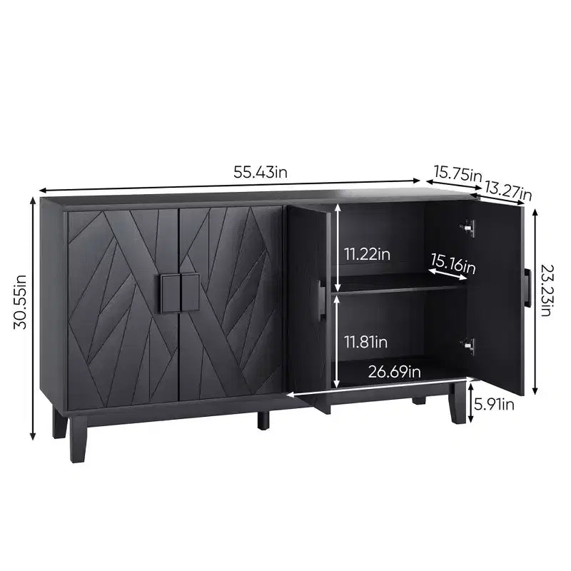 Buffet de style moderne, armoire de rangement latérale, buffet de style médiéval moderne multifonctionnel, noir