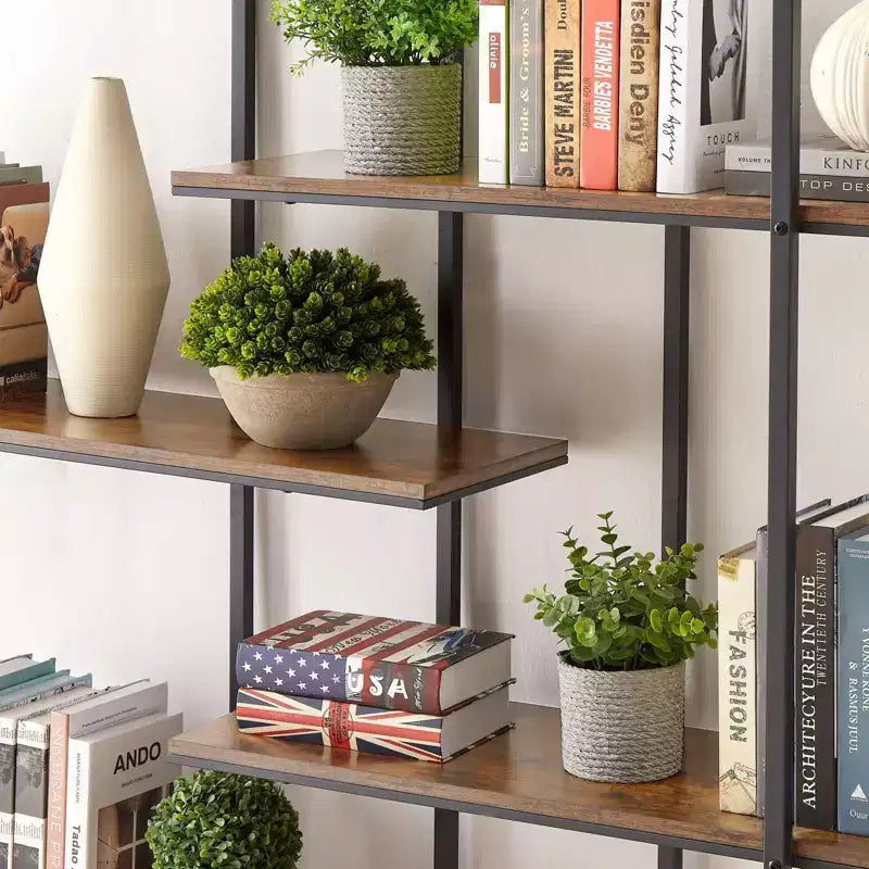 Étagère de rangement en métal à 5 niveaux, étagère à plantes, pour salon intérieur, terrasse, jardin, balcon. Marron rustique.