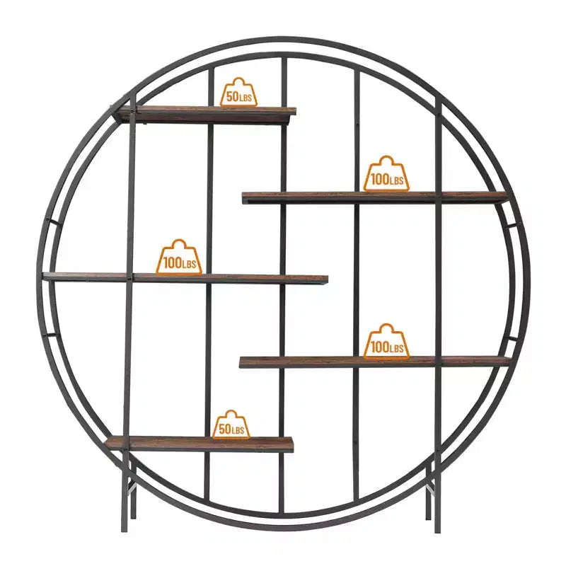 Étagère de rangement en métal à 5 niveaux, étagère à plantes, pour salon intérieur, terrasse, jardin, balcon. Marron rustique.