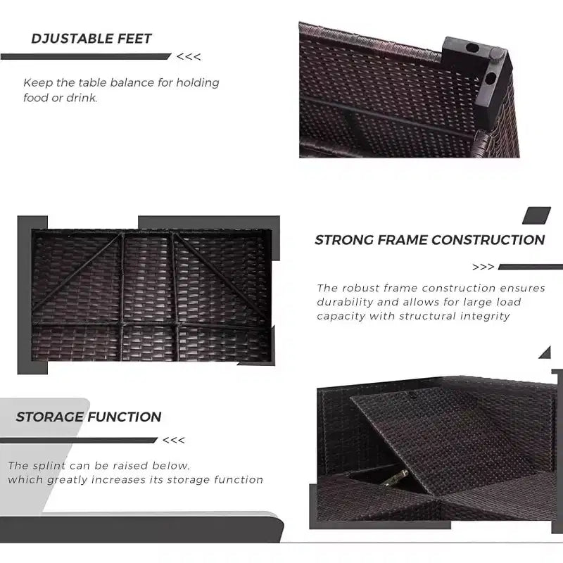 Ensemble de canapés modulaires de patio 4 pièces, lit de jour en rotin PE, chaise longue d'extérieur en osier, dossier réglable, pour la piscine, le jardin
