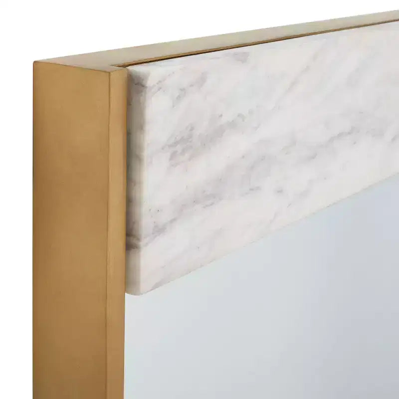 Miroir Faux Marbre 24 x 36 CMI1006 Blanc/Laiton