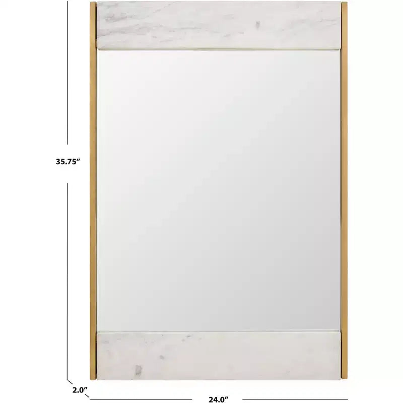 Miroir Faux Marbre 24 x 36 CMI1006 Blanc/Laiton
