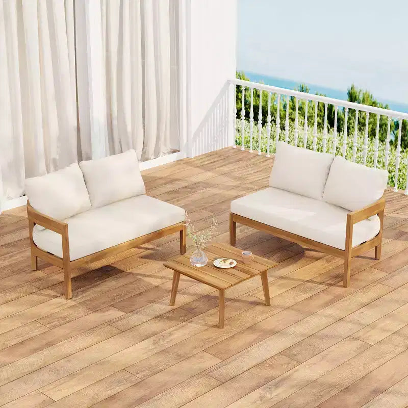 Christopher Knight Home Corwin 4-Seater Rustic Outdoor Acacia Sectional Sofa with Cushions
