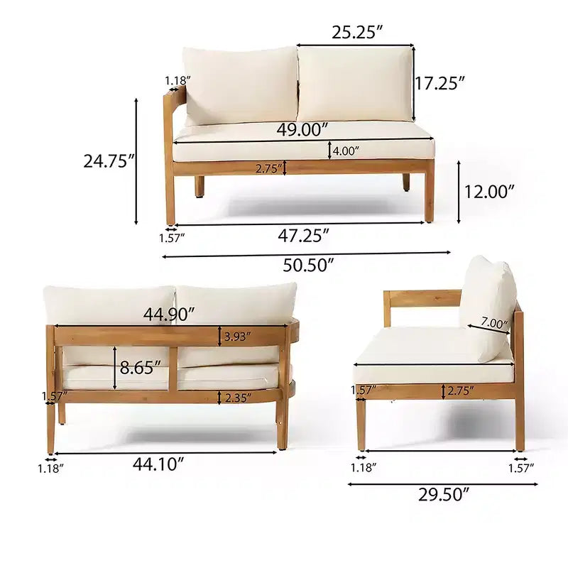 Christopher Knight Home Corwin Canapé d'angle d'extérieur rustique en acacia 4 places avec coussins