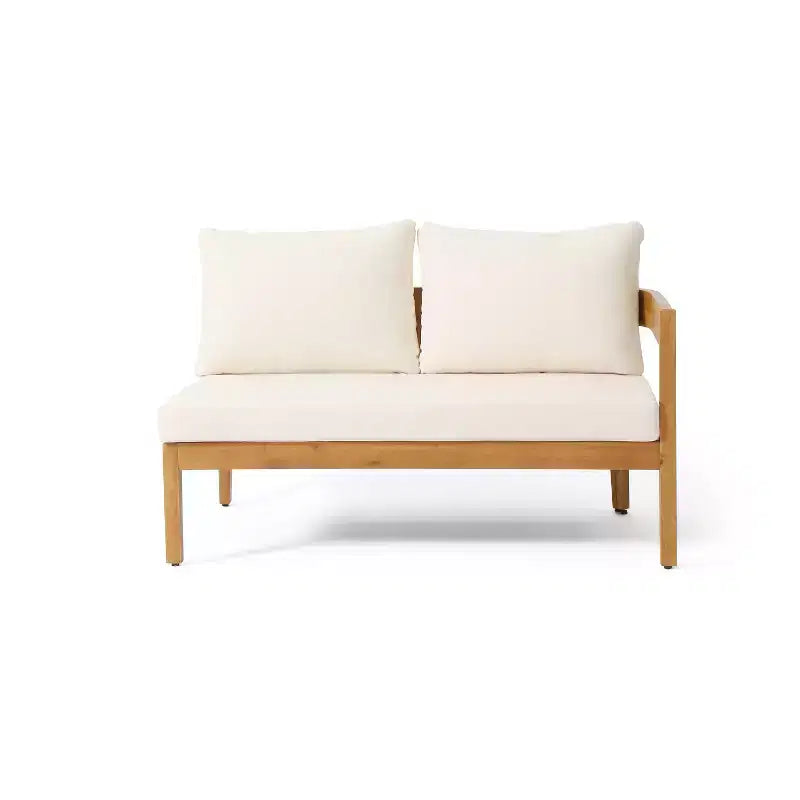Christopher Knight Home Corwin Canapé d'angle d'extérieur rustique en acacia 4 places avec coussins