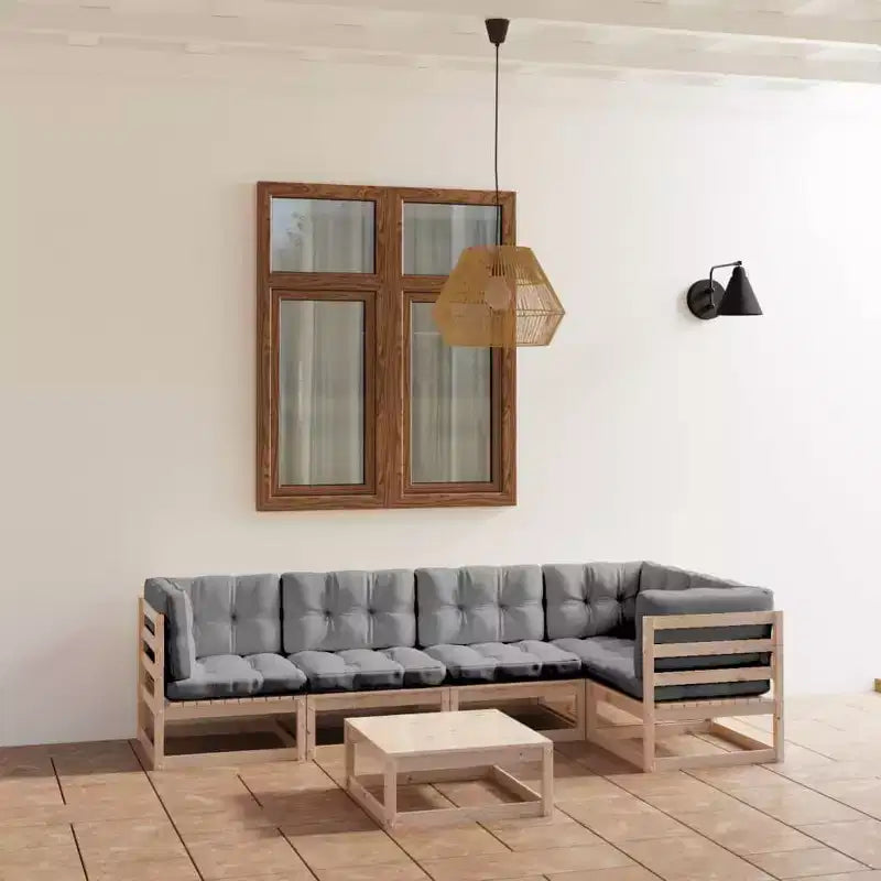 vidaXL Ensemble de canapés de jardin avec coussins en pin massif - Naturel avec coussin