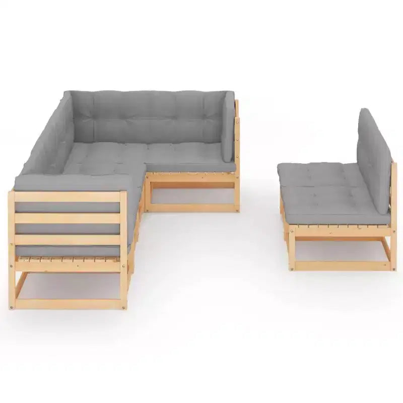 vidaXL Salon de jardin en pin massif naturel, 100 % polyester Modulable