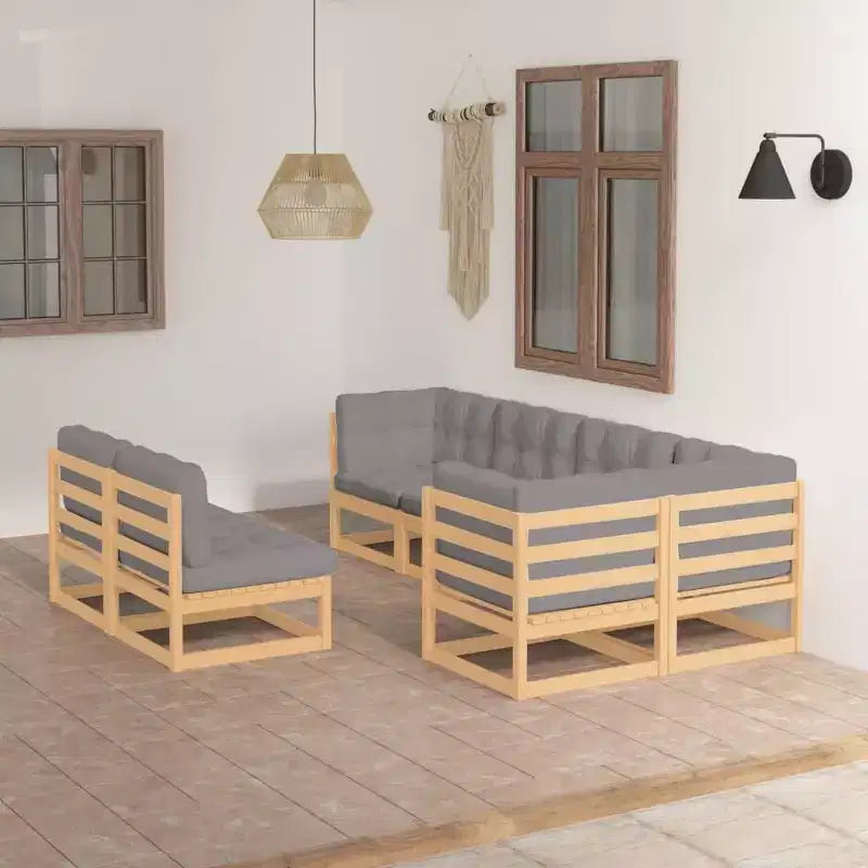 vidaXL Salon de jardin en pin massif naturel, 100 % polyester Modulable
