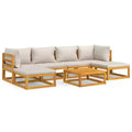 vidaXL - 7 Piece Outdoor Patio Furniture Set - Light Gray Cushions, Solid Acacia Wood, Modular Design - Lounge Sofa, Coffee Table