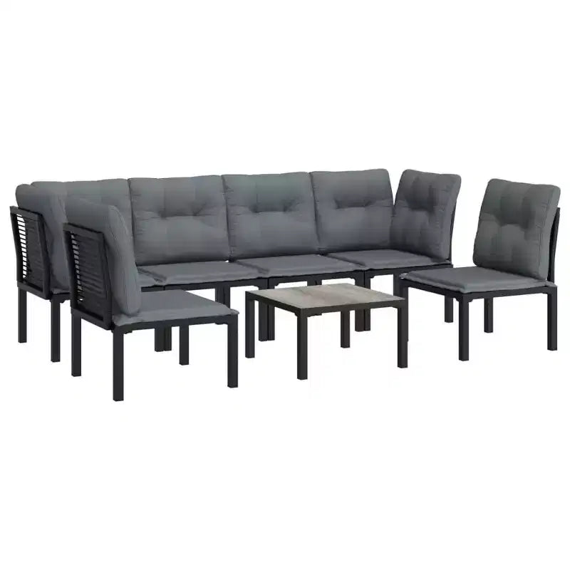 vidaXL Ensemble de salon de jardin Canapé sectionnel pour jardin en résine tressée noir et gris