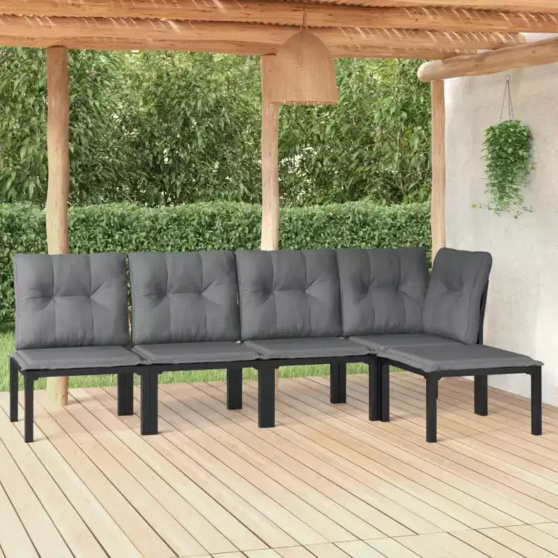 vidaXL Ensemble de salon de jardin Canapé pour pelouse de jardin en polyrotin noir et gris