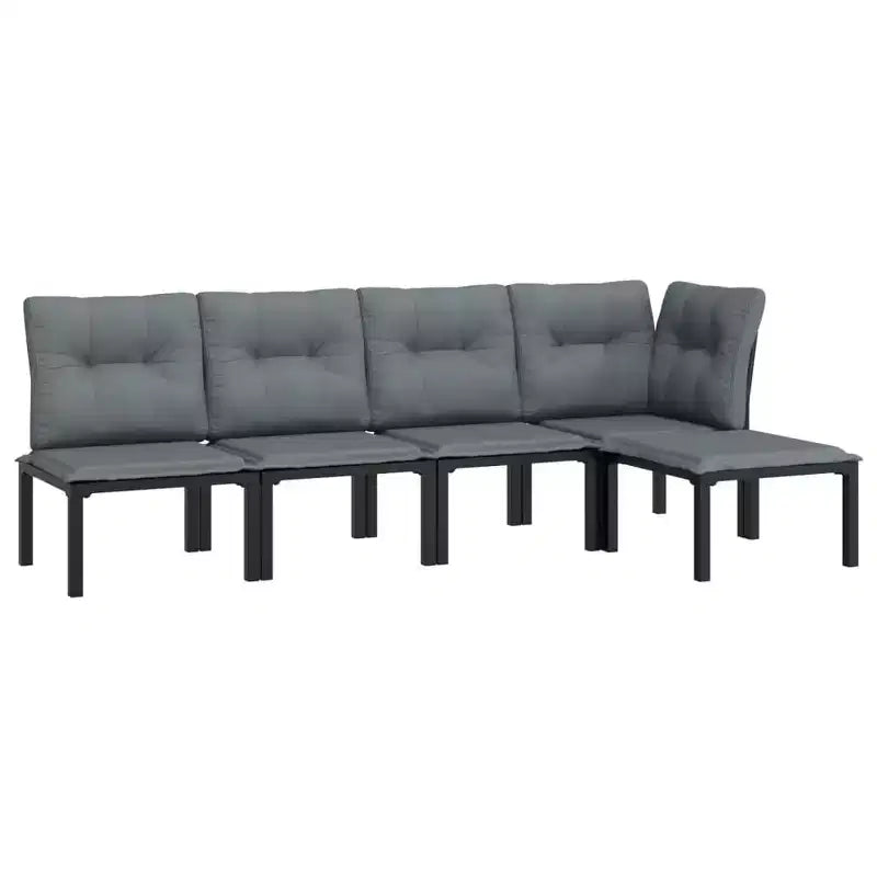 vidaXL Ensemble de salon de jardin Canapé pour pelouse de jardin en polyrotin noir et gris