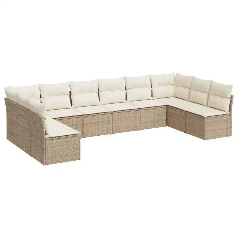 vidaXL Garden Sofa Set Beige PE rattan Large Modular Garden Sofa Set