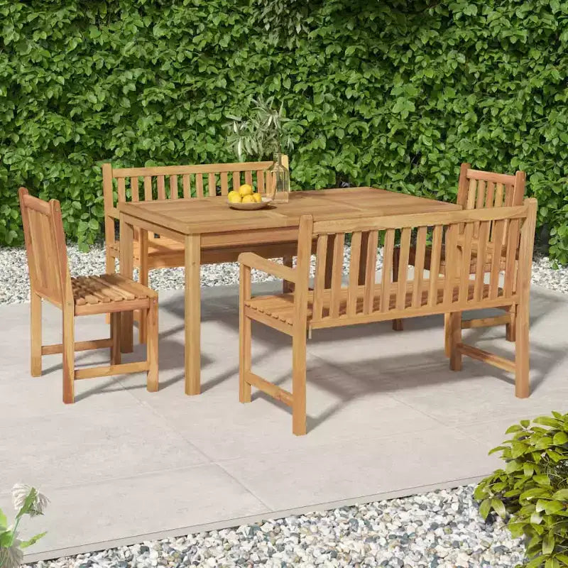 vidaXL Salon de jardin Teck massif Teck naturel Taille moyenne